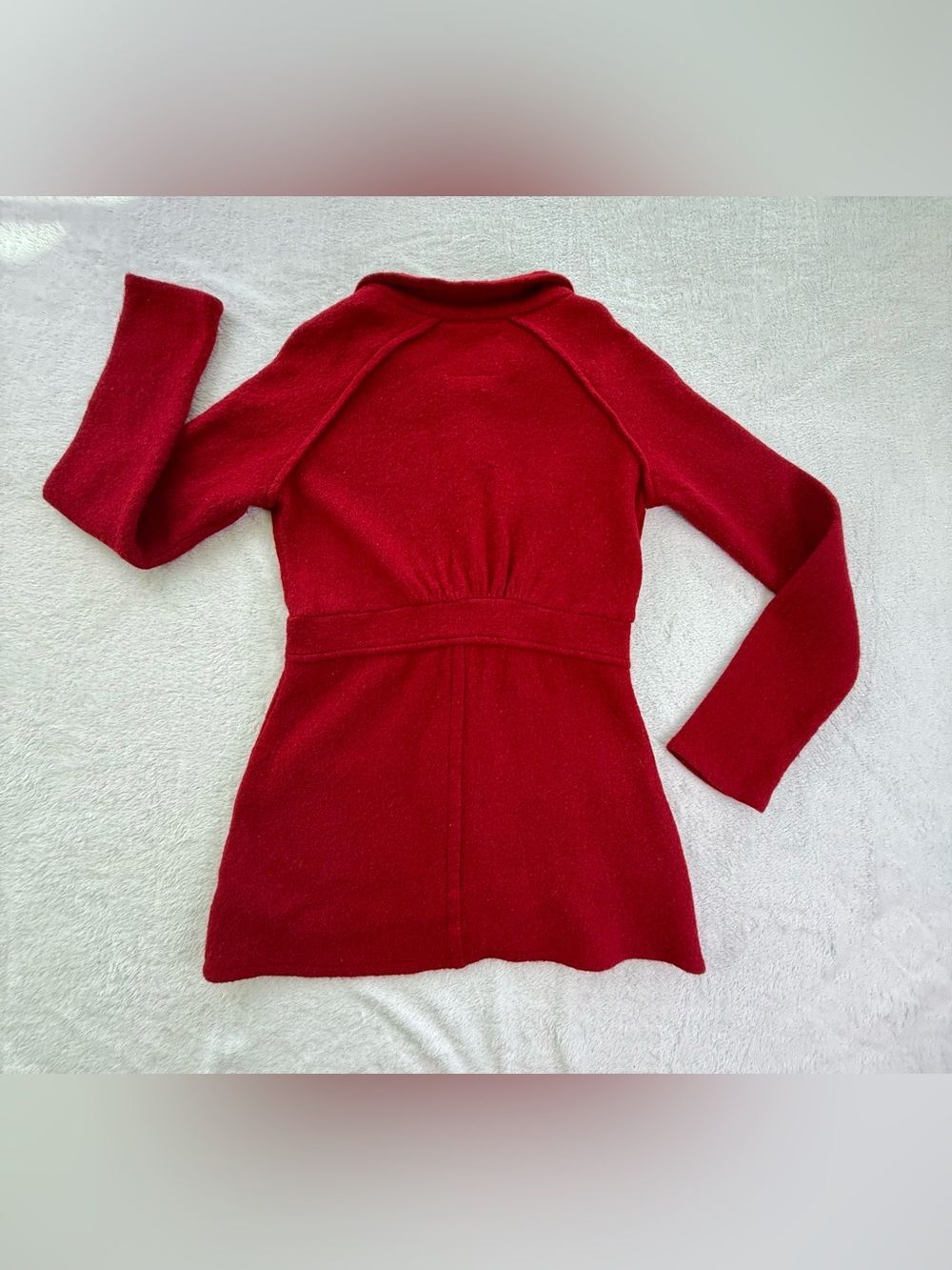Sparrow 100% Wool Red Button Front Jacket Collared Pockets Size S - Picture 8 of 8